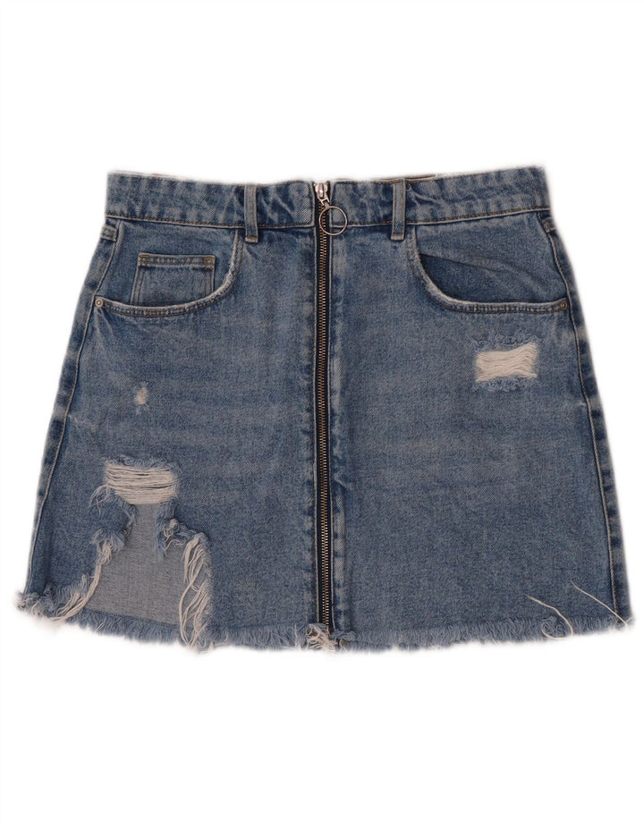 Zara Damska spódnica jeansowa mini w trudnej sytuacji, średnia W28, niebieska bawełna