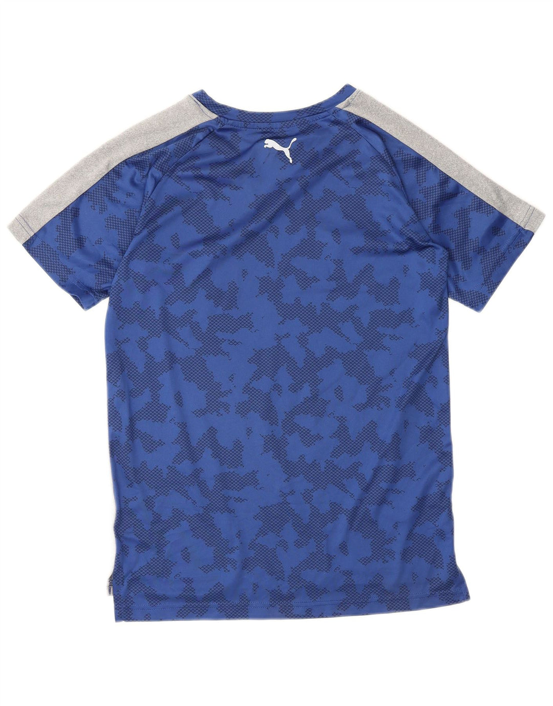 Chłopięcy T-shirt z grafiką PUMA, 14-15 lat, duży, szary poliester z blokami kolorów