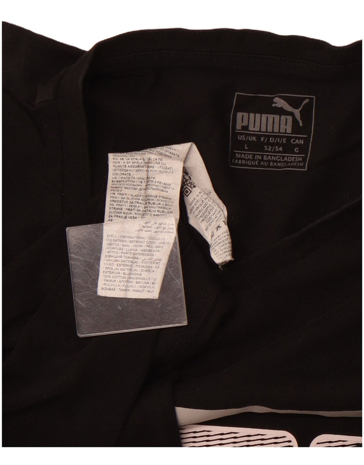 Męski T-shirt z grafiką PUMA, duży, czarny, bawełniany