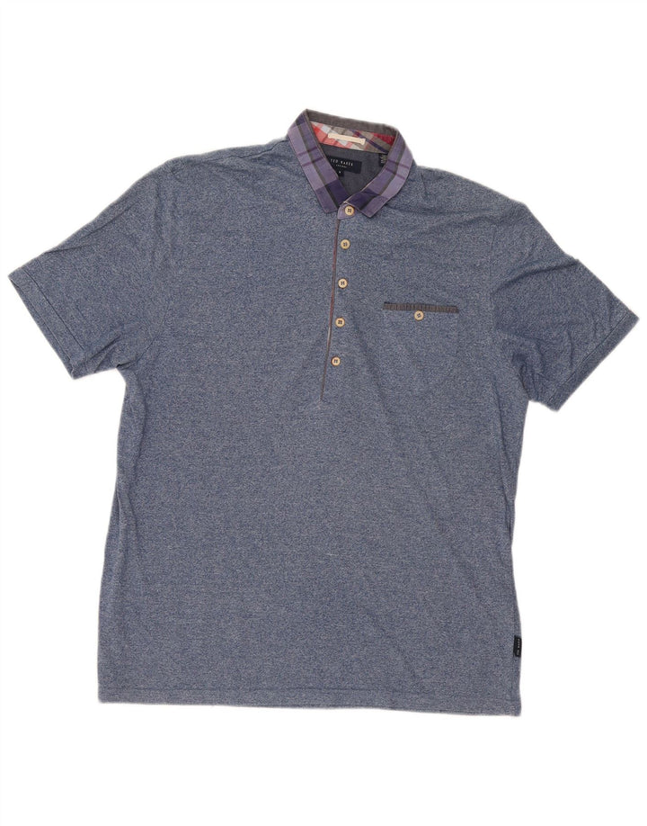 Męska koszulka polo Ted Baker, rozmiar 6, 2XL, niebieska, bawełniana w plamki