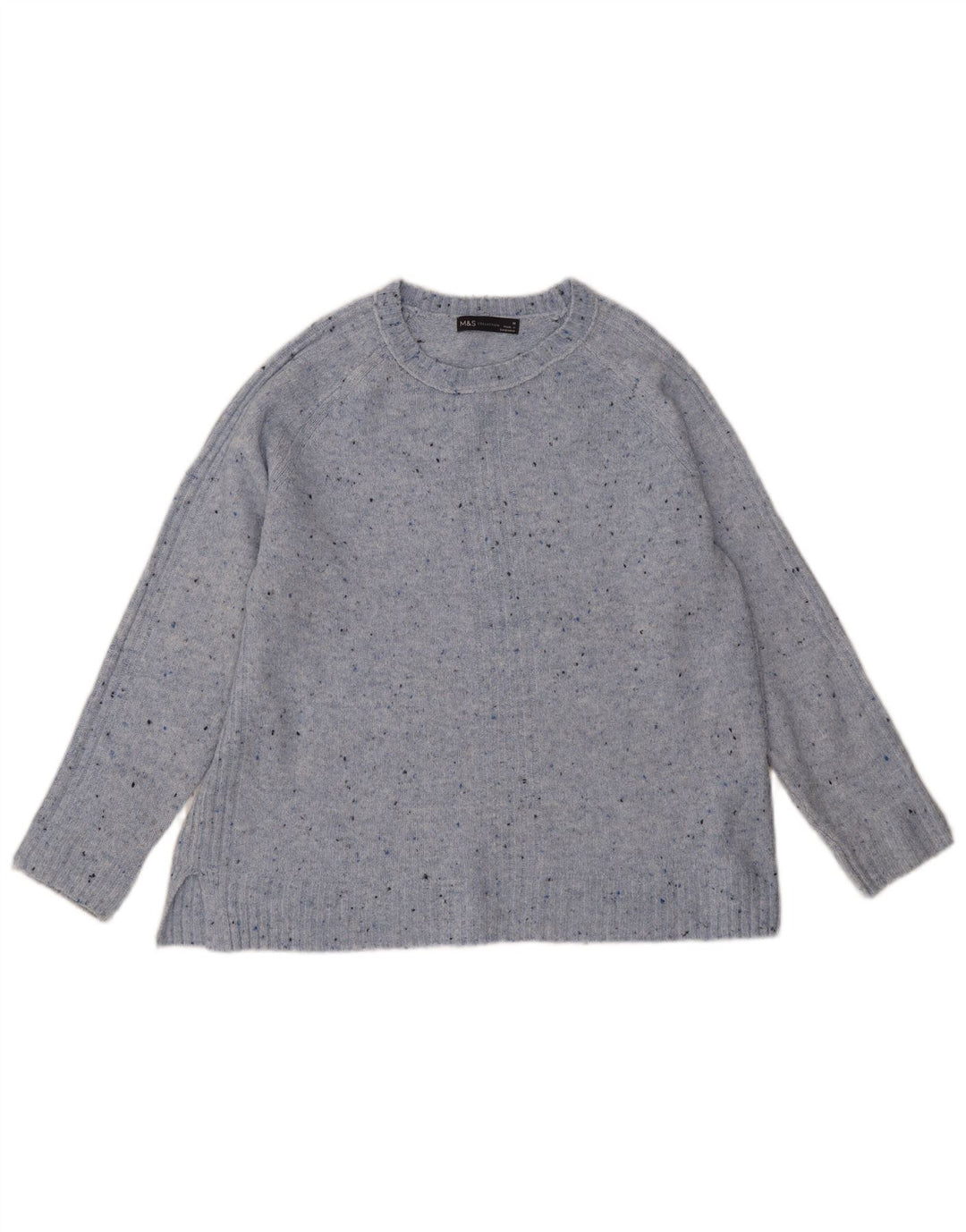 Marks & Spencer Damski sweter z dekoltem w łódkę UK 14 Średni niebieski nakrapiany