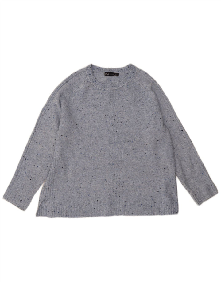 Marks & Spencer Damski sweter z dekoltem w łódkę UK 14 Średni niebieski nakrapiany
