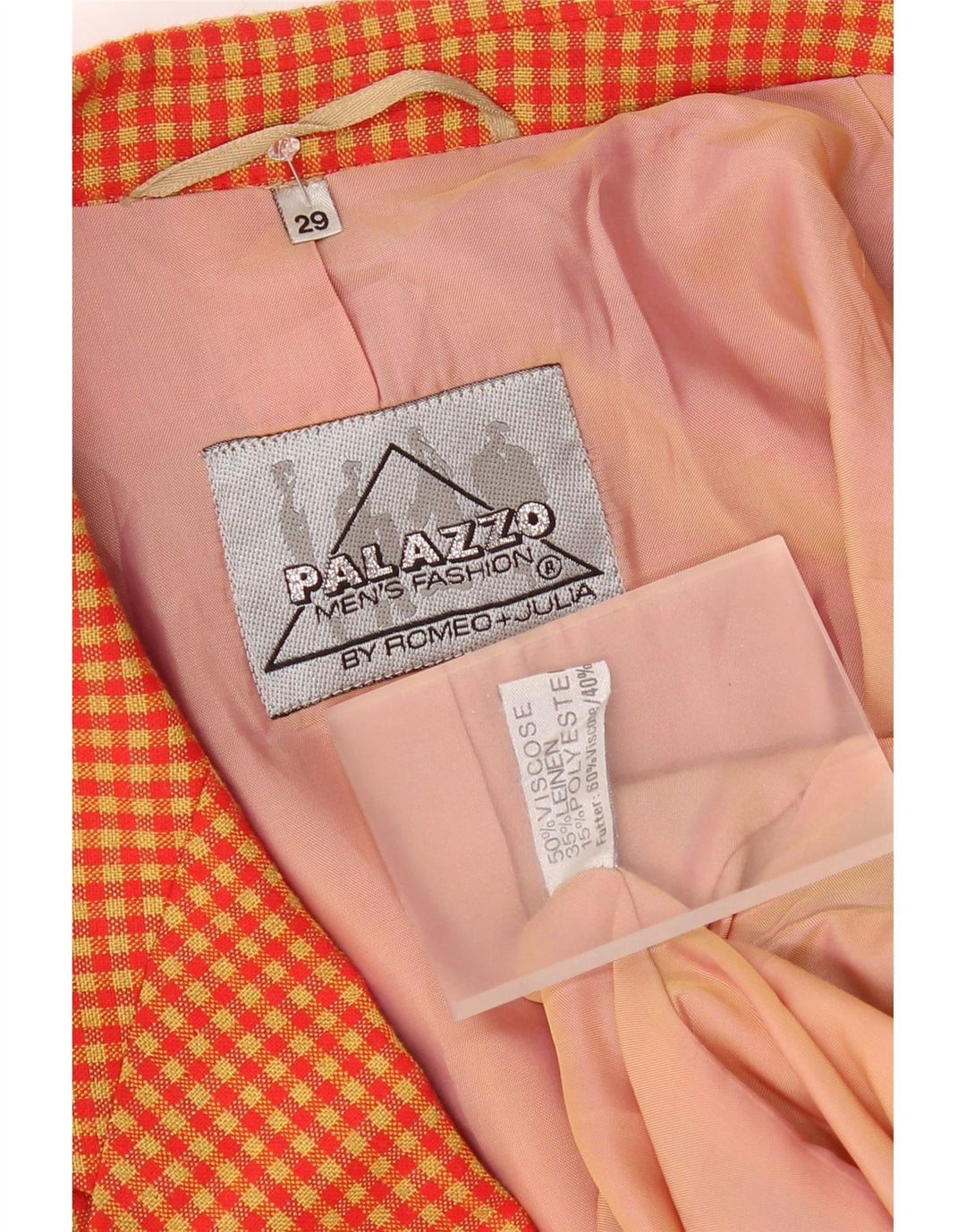 Vintage Mens 2 Button Blazer Jacket UK 40 Large Yellow Gingham Viscose