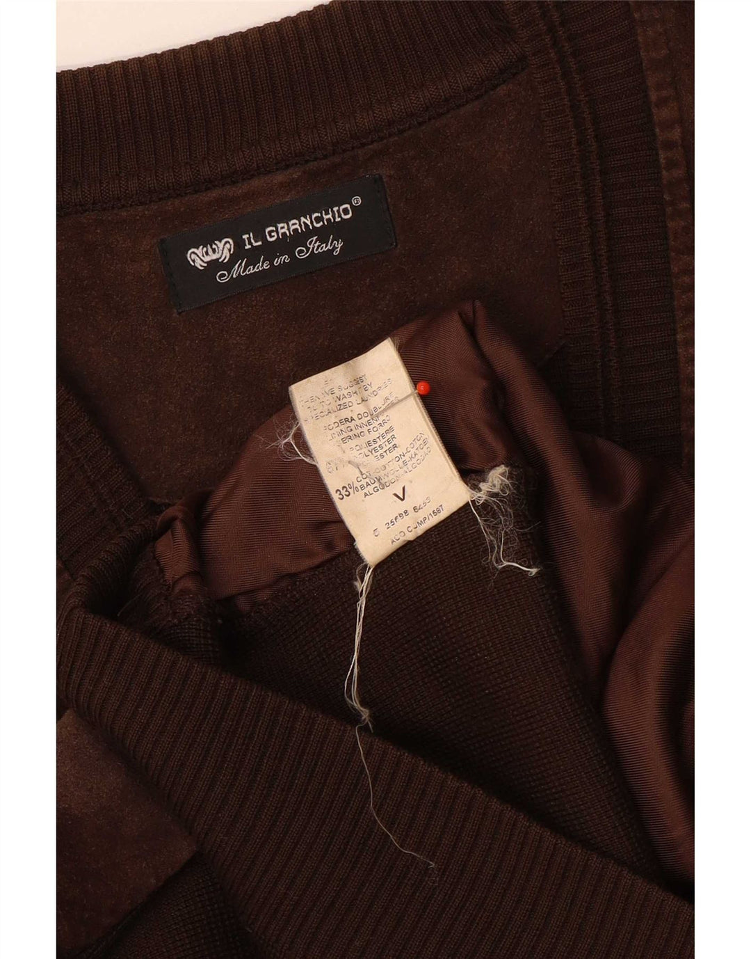 Il Granchio Męski zamszowy sweter rozpinany, duży, brązowy, wełniany