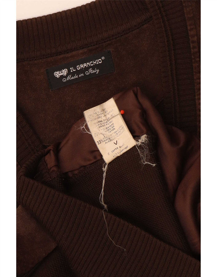 Il Granchio Męski zamszowy sweter rozpinany, duży, brązowy, wełniany