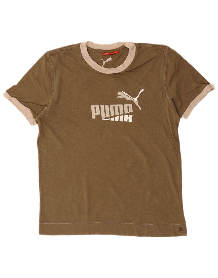 Męska koszulka z grafiką Puma, bawełniana, średnio brązowa