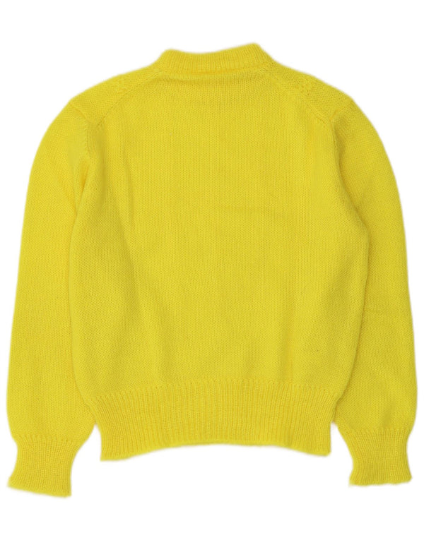 Vintage damski sweter z okrągłym dekoltem UK 12, średni żółty