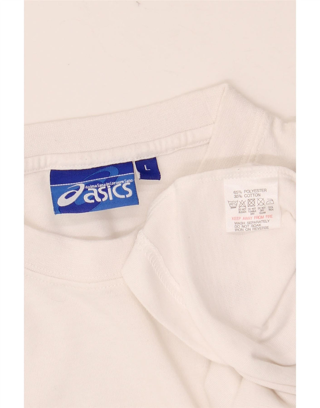 Męski T-shirt ASICS, duży, poliester w białe paski
