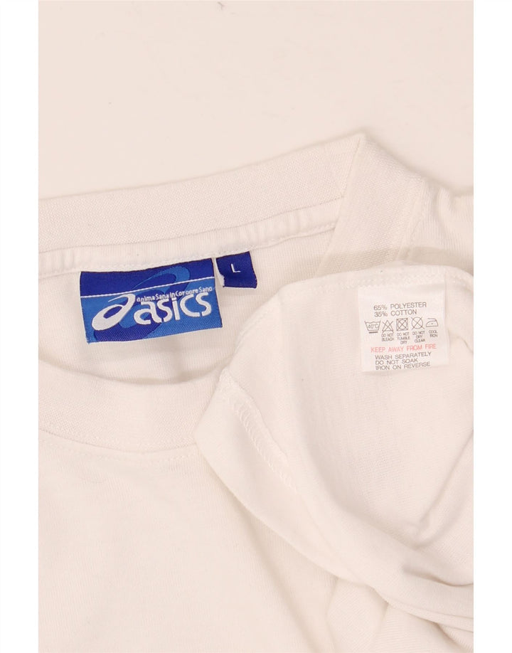 Męski T-shirt ASICS, duży, poliester w białe paski