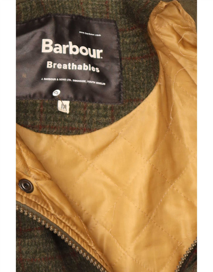 Męska kurtka użytkowa Barbour UK 38, średnia khaki, wełna w kratę