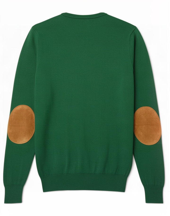 Męski sweter Massimo Dutti z dekoltem w kształcie litery V, mały, zielony, bawełniany