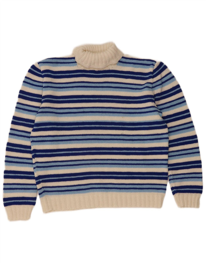 Vintage damski sweter z golfem UK 14 w średnie niebieskie paski