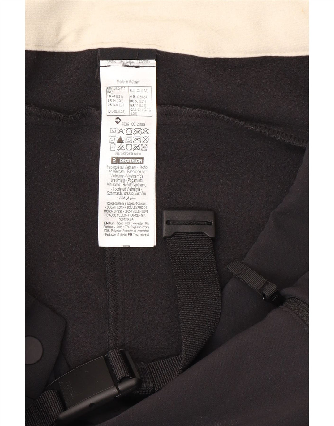 Damskie spodnie cargo Decathlon Bootcut, duże W38 L31, czarne, poliestrowe
