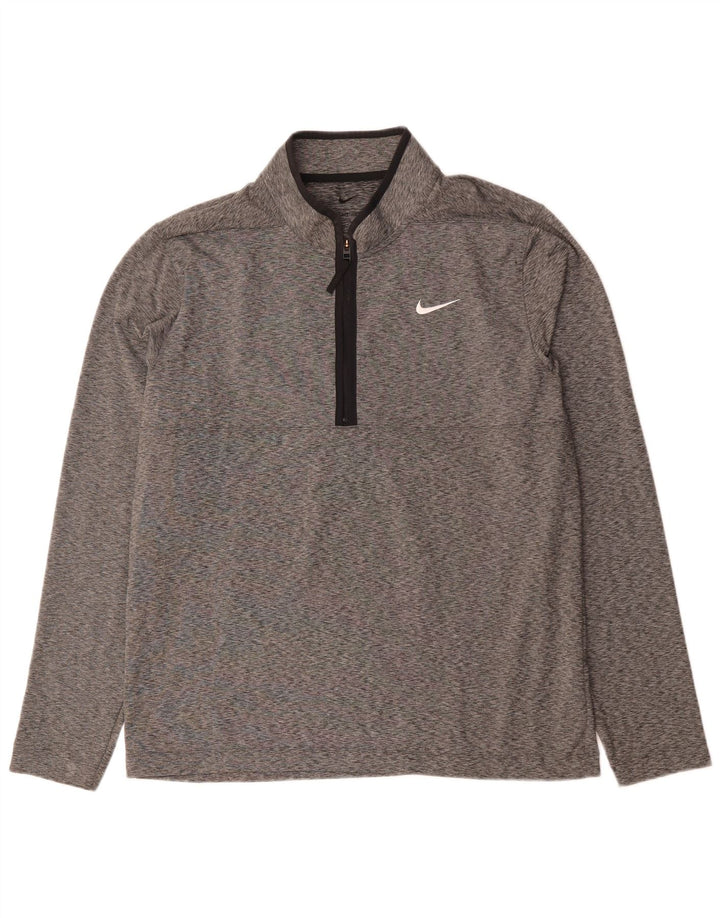 Męski dres Nike Dri Fit z zamkiem błyskawicznym na szyi, duży, szary nakrapiany