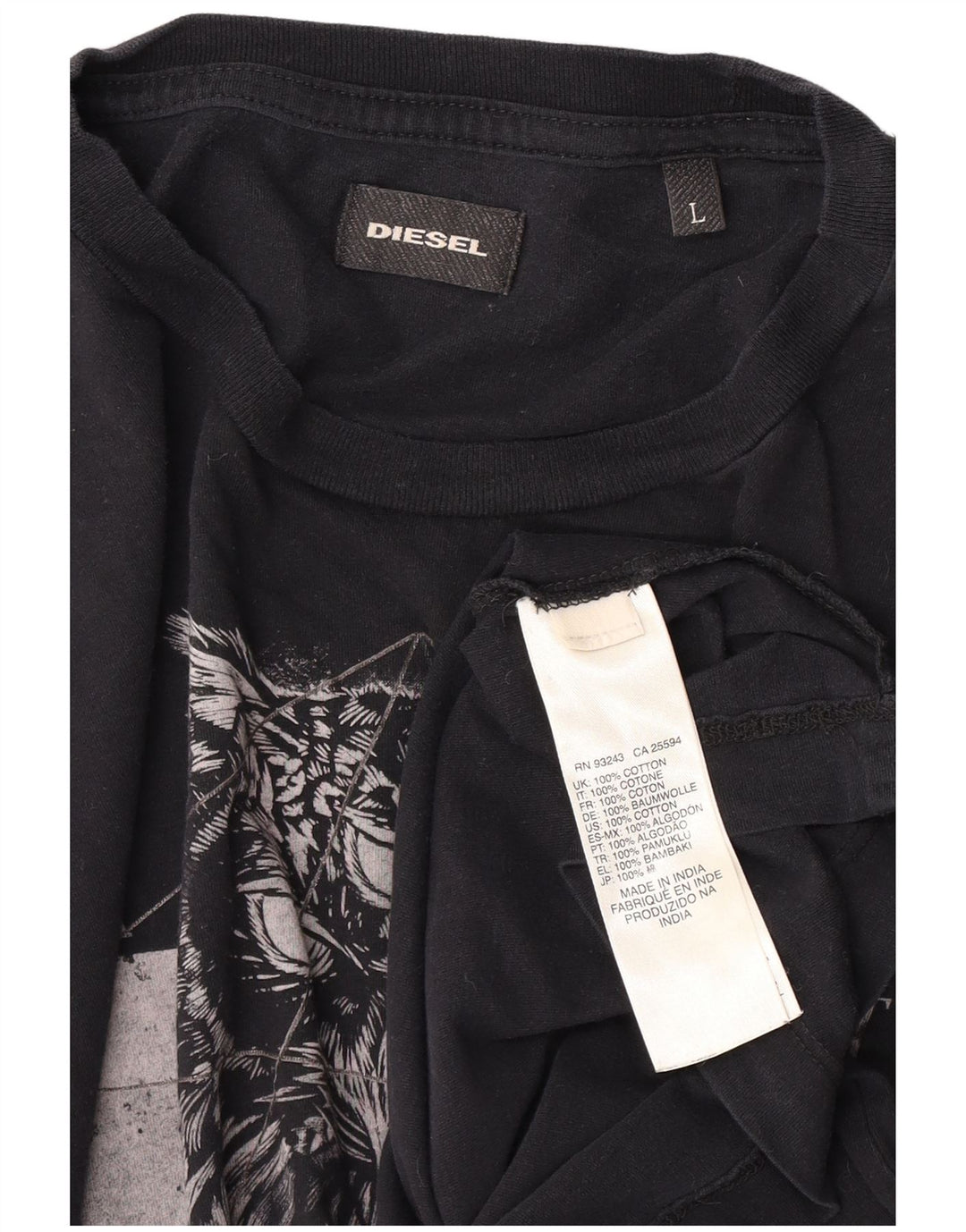Męski T-shirt Diesel z grafiką, duży, granatowy