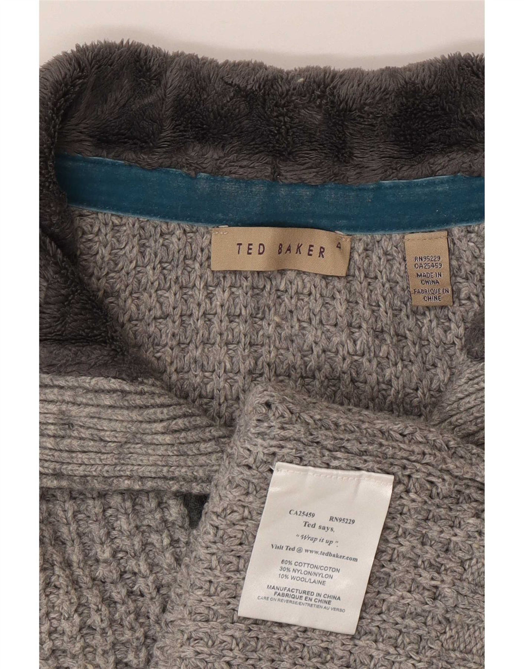 Męski sweter zapinany na guziki Ted Baker, rozmiar 4, duży, szary, bawełniany
