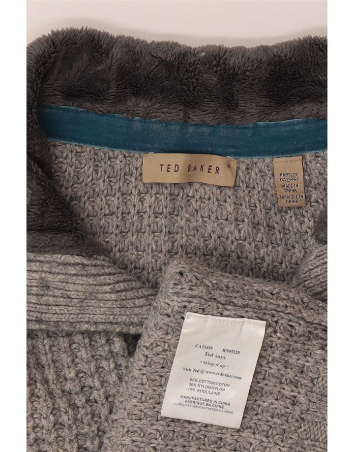 Męski sweter zapinany na guziki Ted Baker, rozmiar 4, duży, szary, bawełniany