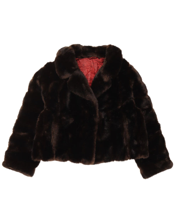 TISSAVEL Womens Faux Fur Jacket UK 18 XL Brown Polyacrylic