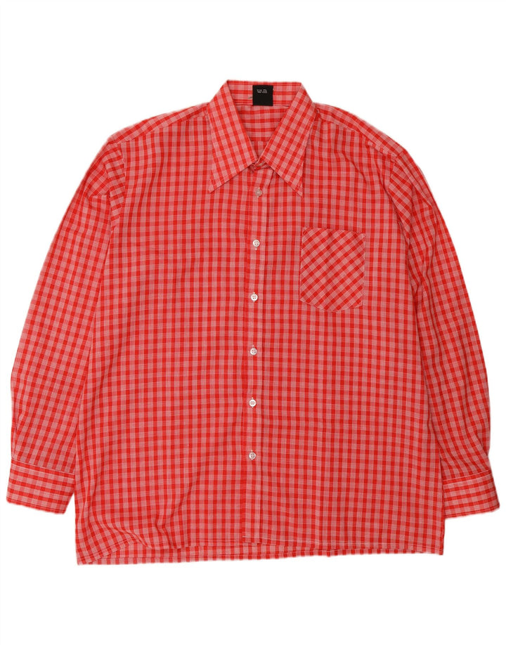 Koszula męska w stylu vintage XL, poliester w czerwoną kratę
