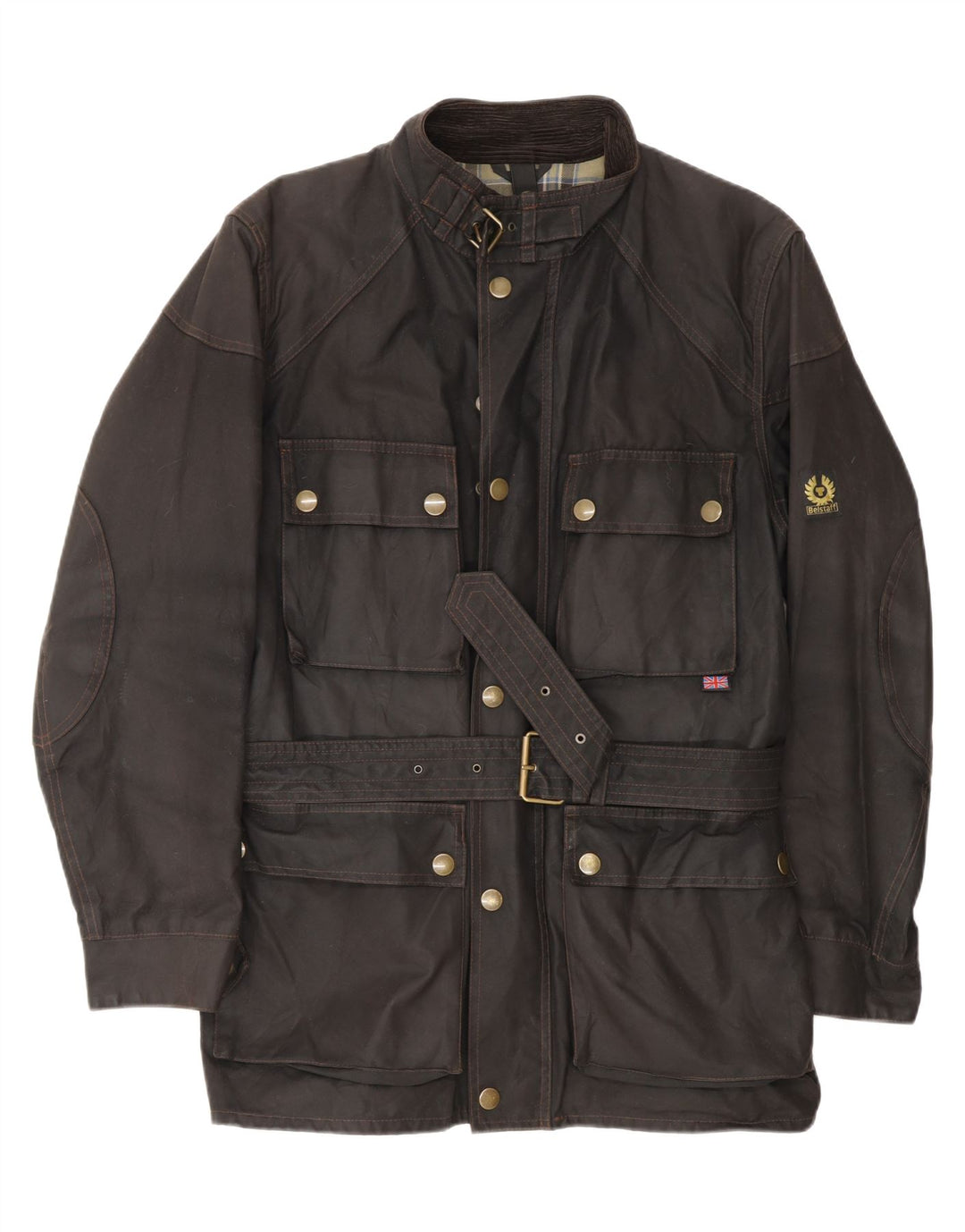 Męska kurtka z woskowanej bawełny Belstaff UK 40, duża, brązowa bawełna