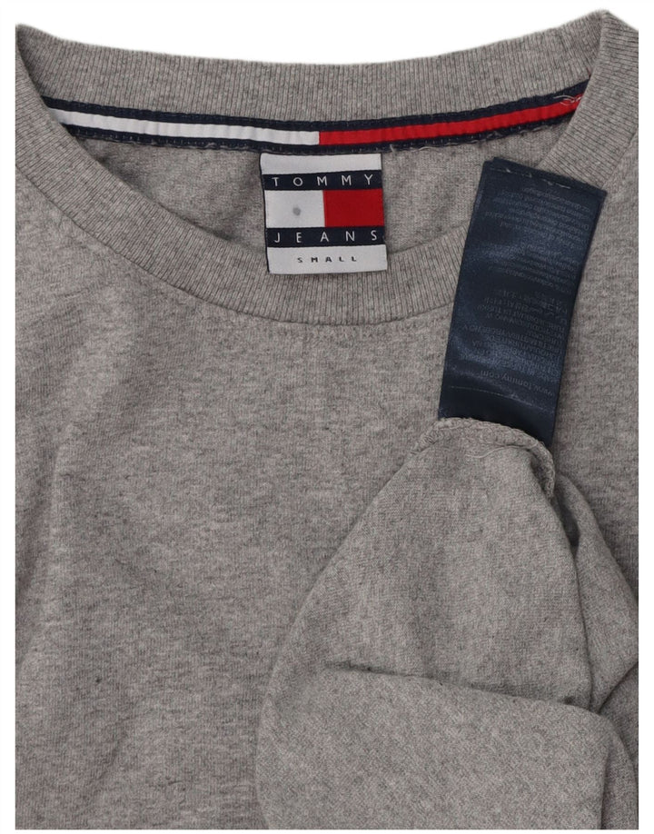 Męski top graficzny TOMMY HILFIGER z długim rękawem, mały, szary, bawełniany