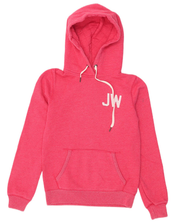 Jack Wills Womens Graphic Hoodie Jumper UK 8 Small Pink Cotton