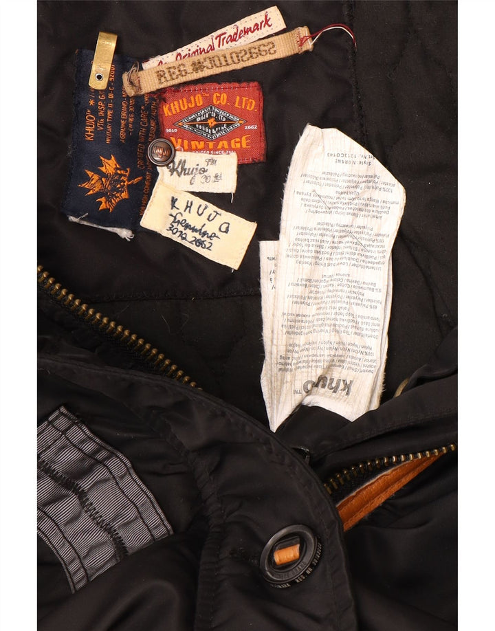 Damski ocieplany płaszcz z kapturem KHUJO UK 14, średni czarny poliester