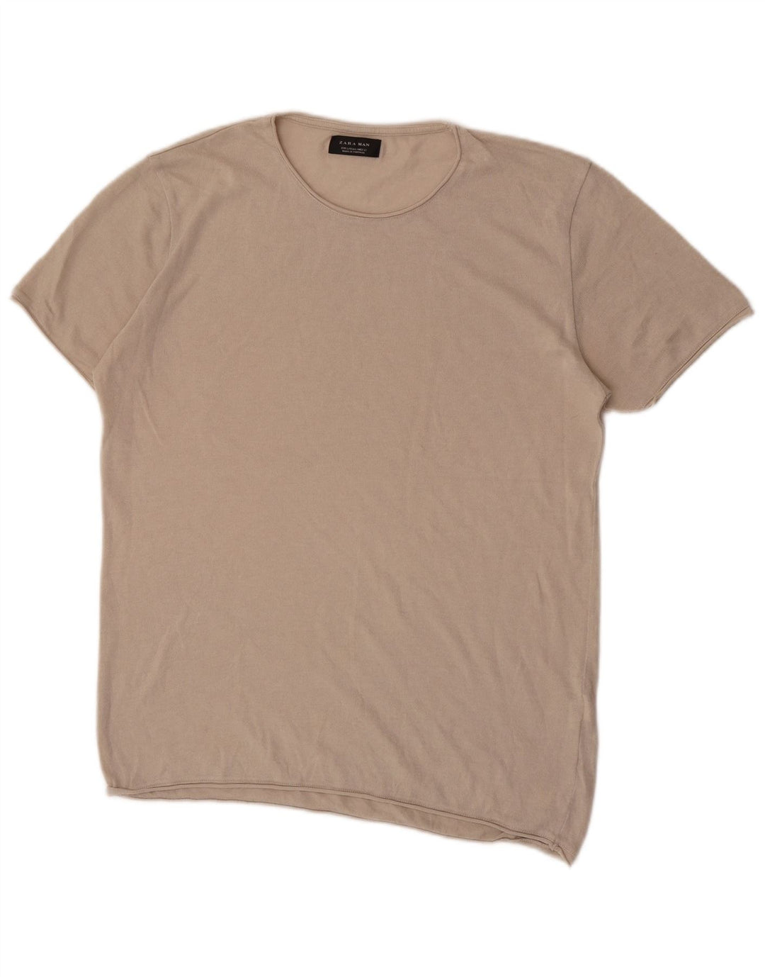 T-shirt męski Zara, duży, beżowy, bawełniany