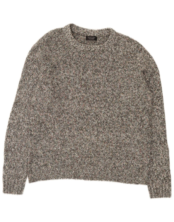 Męski sweter Zara z dekoltem w łódkę, duży, szary, bawełniany w plamki