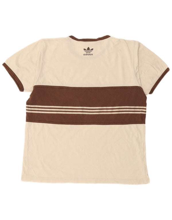 Męska koszulka z grafiką Adidas, średnia, biała, z blokami kolorów, bawełniana