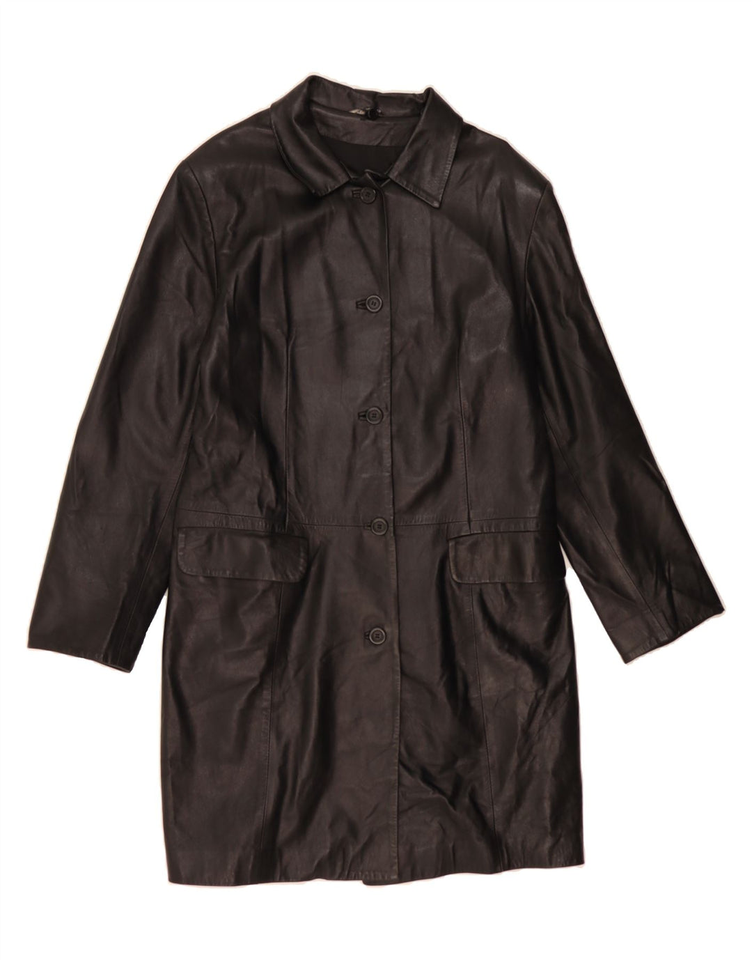 BORGO ANTICO Womens Leather Coat IT 48 XL Black Leather Vintage Borgo Antico and Second-Hand Borgo Antico from Messina Hembry 