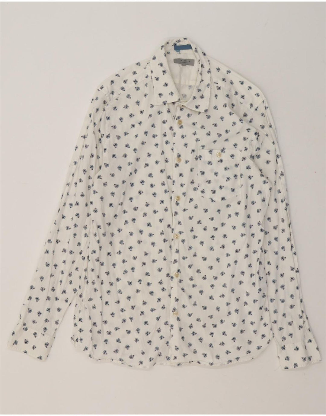 Koszula męska Ted Baker, rozmiar 4, duża, biała, bawełniana w kwiaty