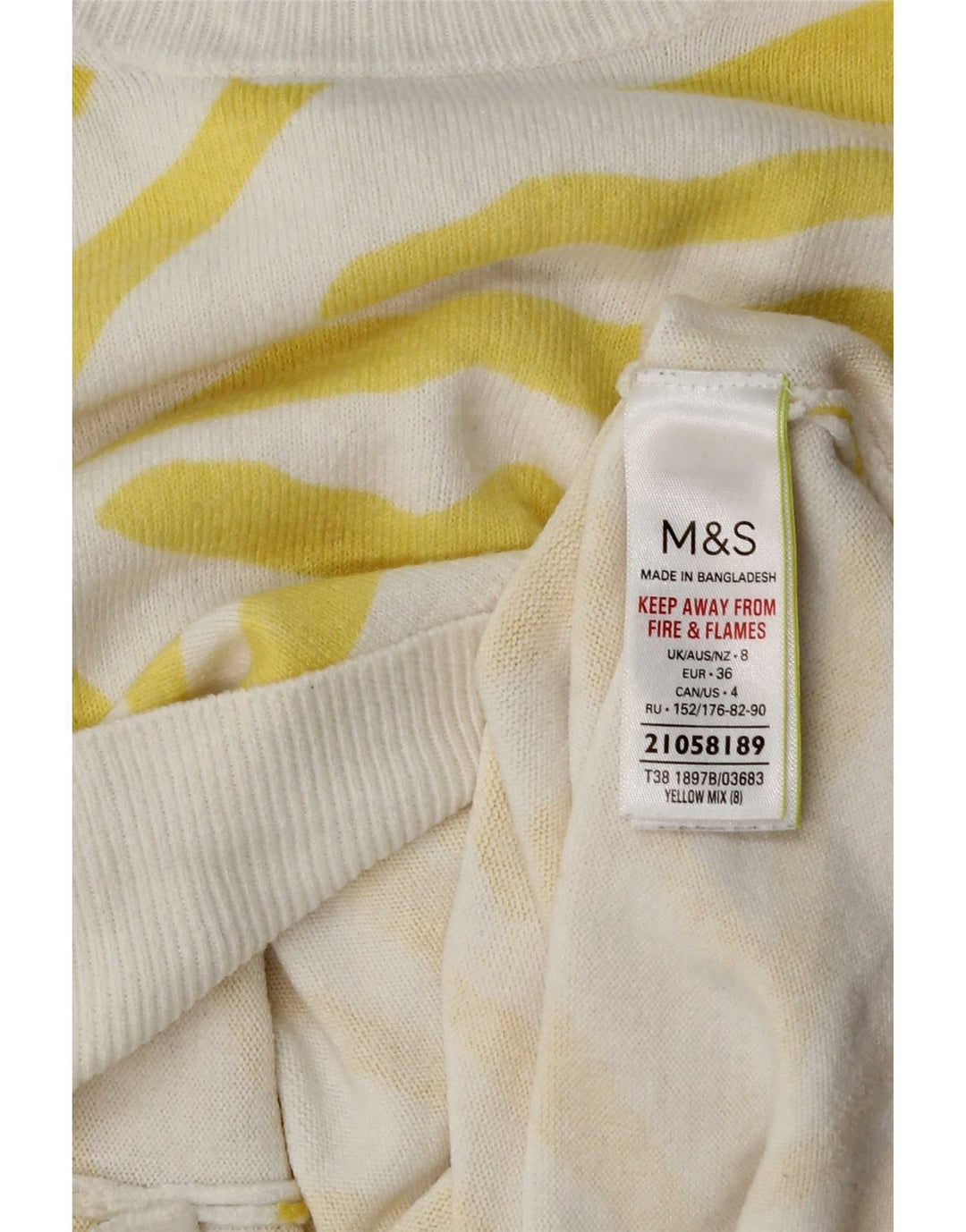 Marks & Spencer Damski sweter z dekoltem w łódkę, UK 8, mały, żółty