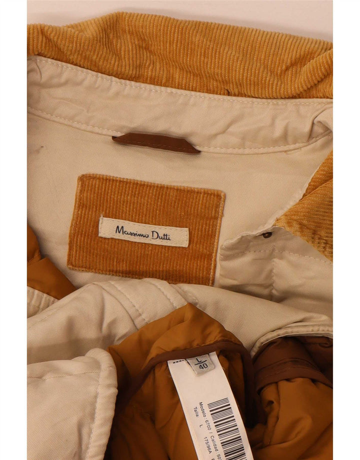 Damska ocieplana kurtka Massimo Dutti UK 16, duża, beżowa, bawełniana