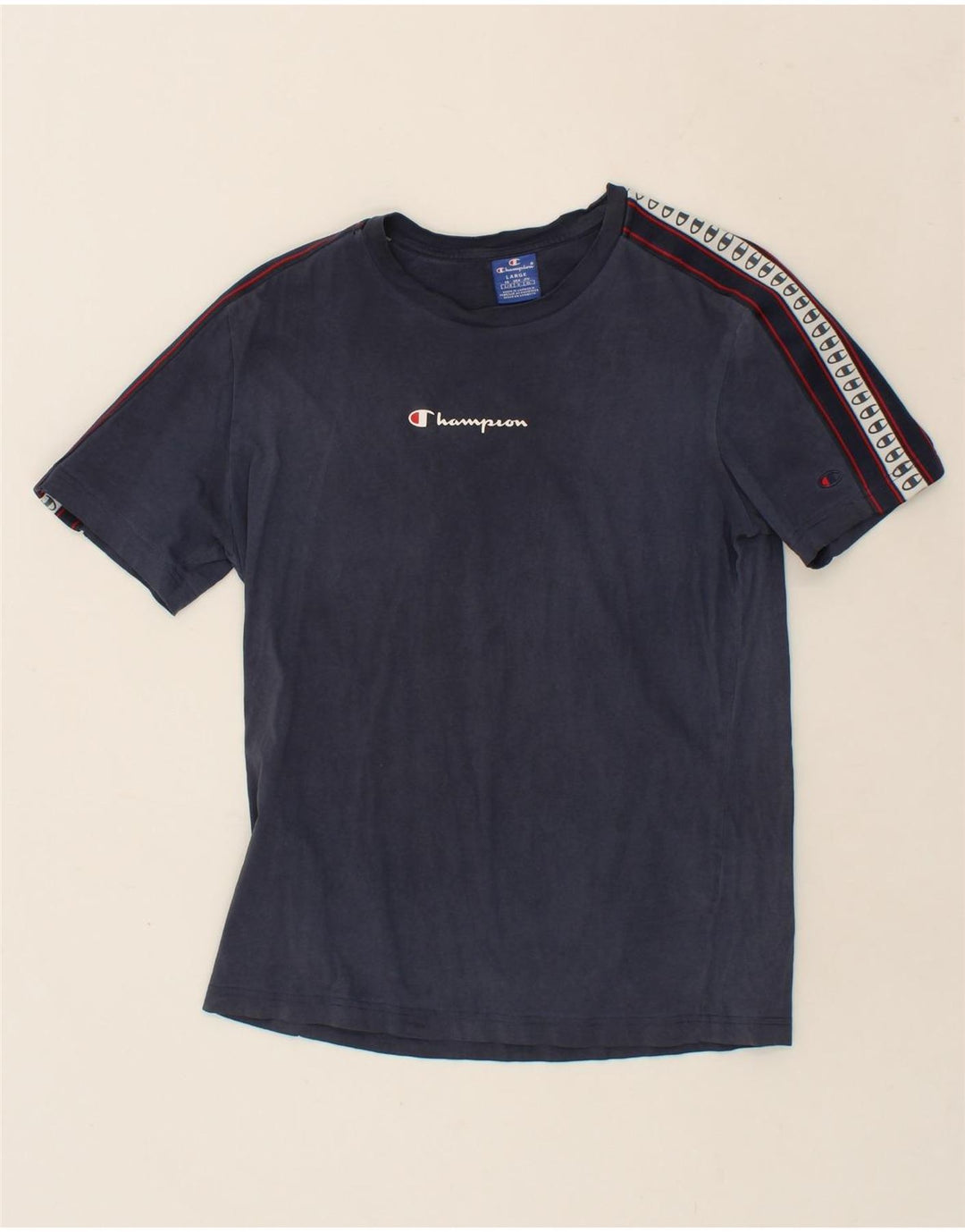 CHAMPION Mens Graphic T-Shirt Top Large Navy Blue Vintage Champion and Second-Hand Champion from Messina Hembry 