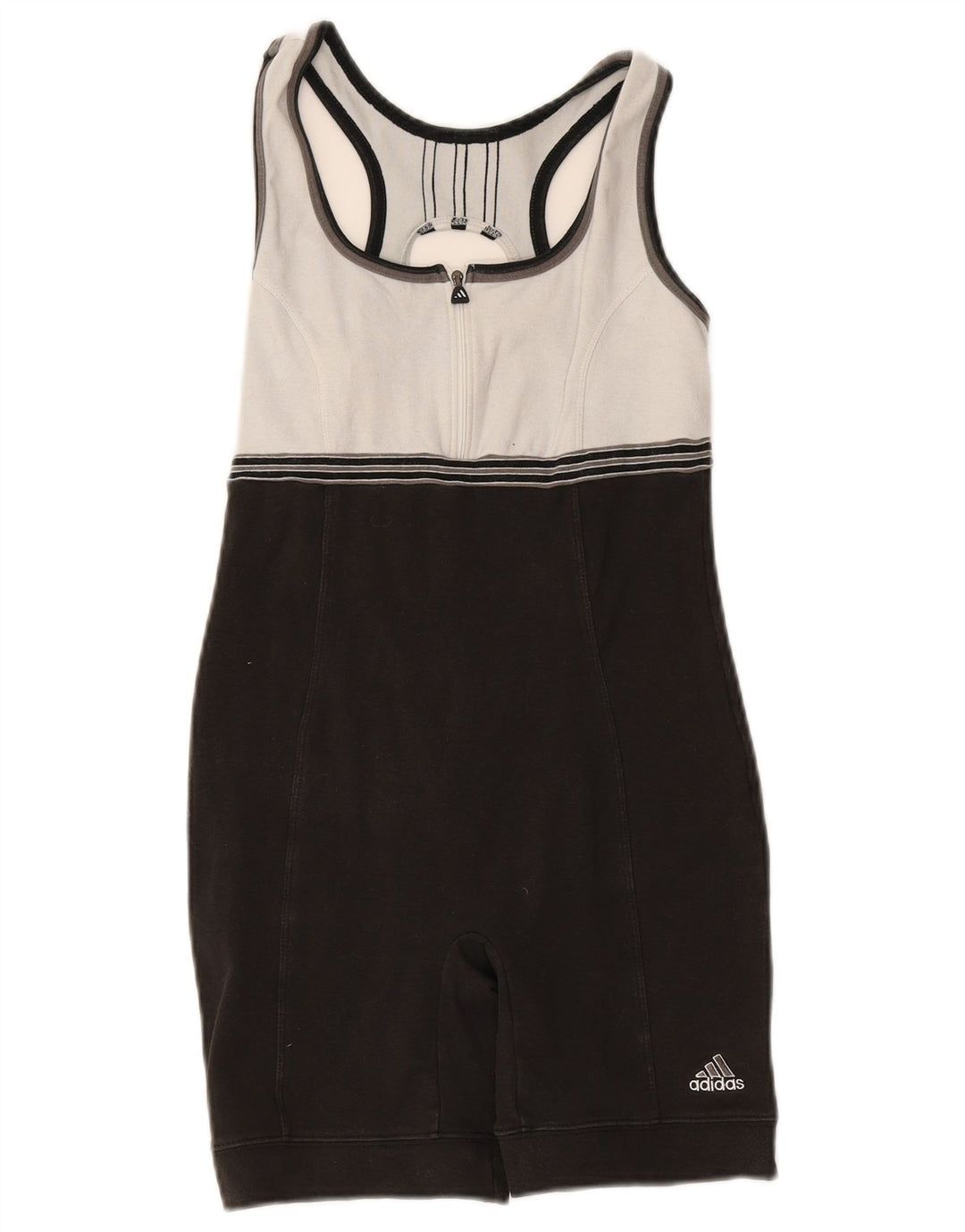 Adidas damski Playsuit UK 10, mały, czarny, bawełniany z blokami kolorów