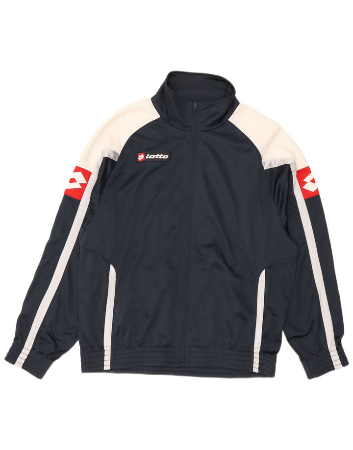 Męska kurtka dresowa LOTTO z grafiką XL, granatowa, poliester w blokach kolorów