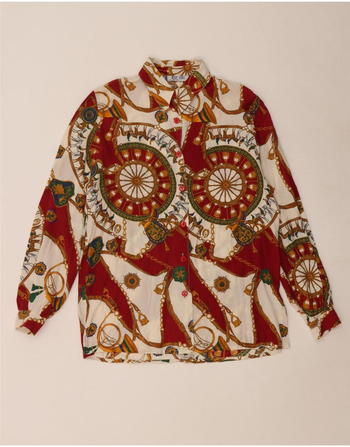 Damska bluzka koszulowa Mary Anne z abstrakcyjnym wzorem UK 14, średni burgund