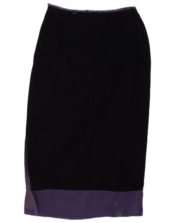 MONSOON Womens High Waist Midi Skirt UK 18 XL W34 Purple Colourblock