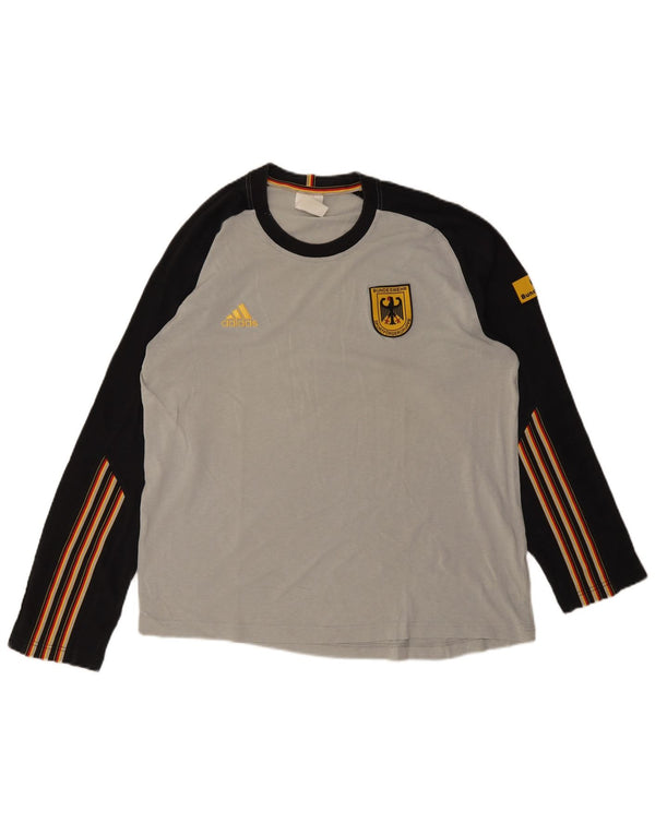 Adidas Męskie Graficzne Topy Z Długim Rękawem UK 44/46 Duży Szary Kolorblok Modal
