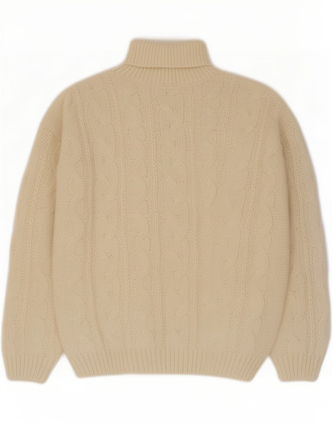 Vintage męski sweter z golfem XL w kolorze złamanej bieli, poliakryl