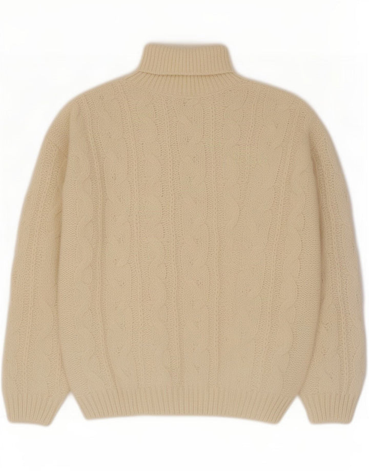 Vintage męski sweter z golfem XL w kolorze złamanej bieli, poliakryl