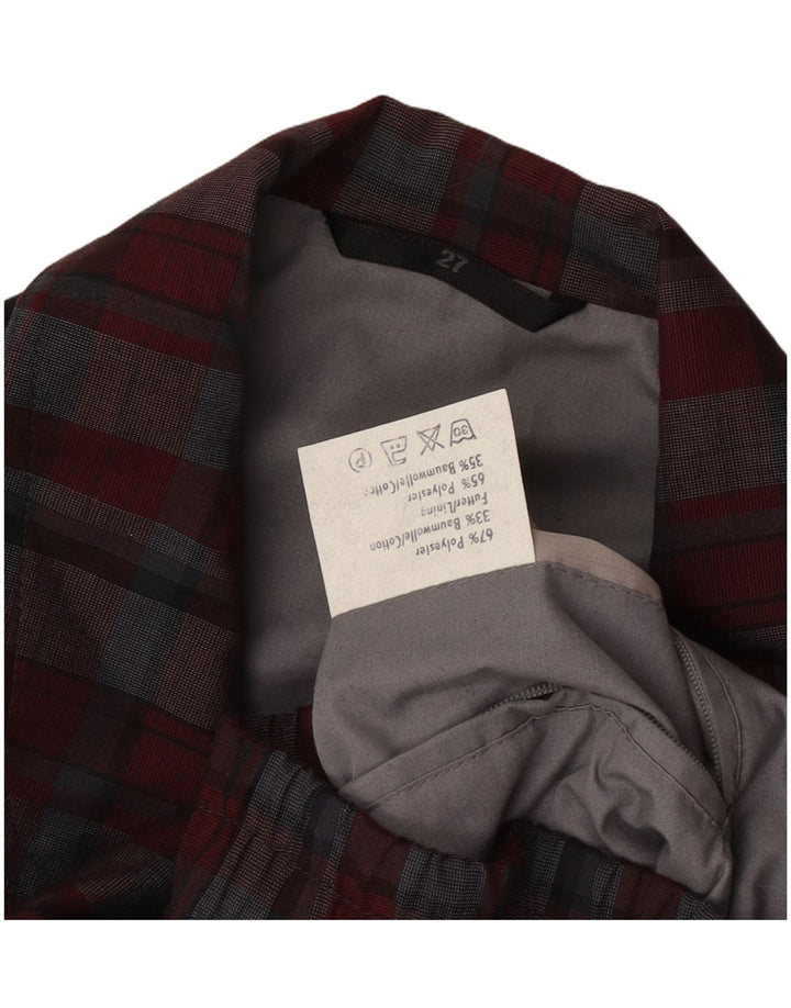 Męska kurtka bomber w stylu vintage UK 42 XL, poliester w czerwoną kratę