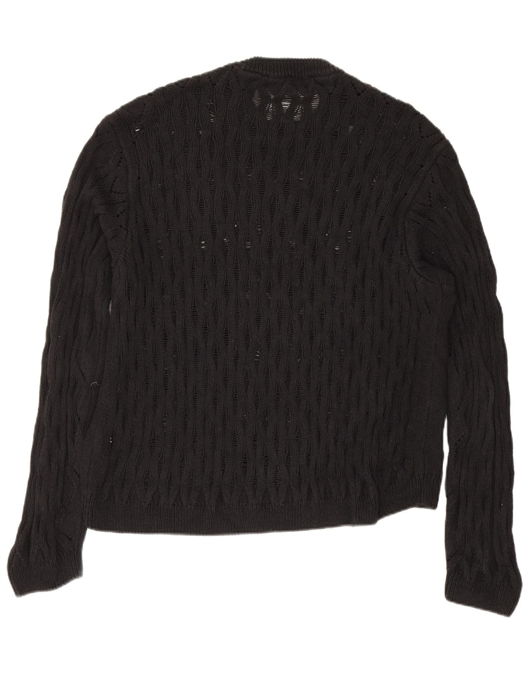 Zara Męski sweter z okrągłym dekoltem, duży, czarny, bawełniany