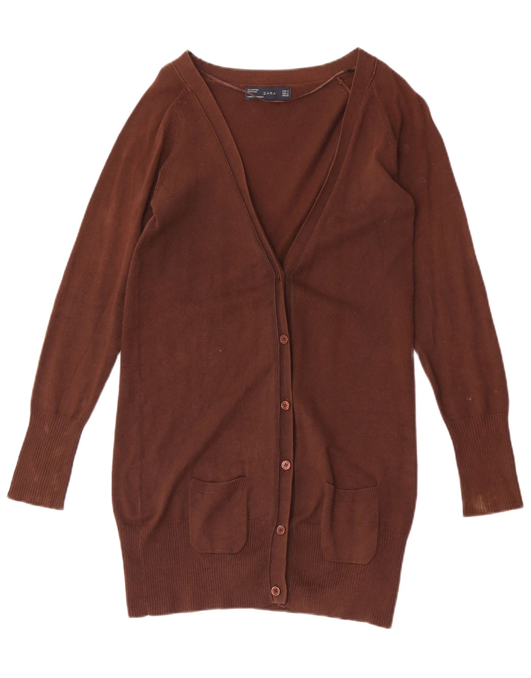 Sweter damski Zara Cardigan UK 12 Średni brązowy bawełniany