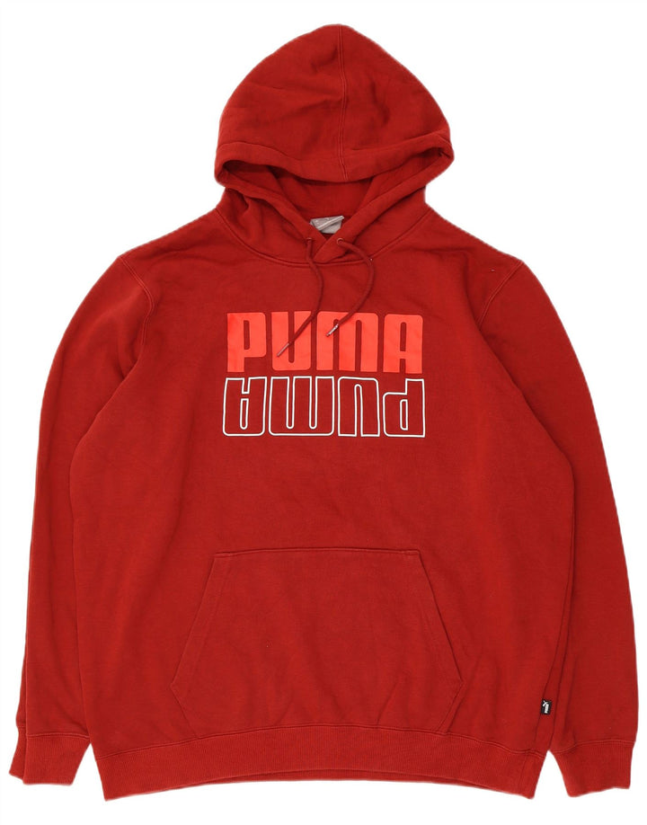 Męski sweter z kapturem Puma z grafiką, duży, czerwony, bawełniany