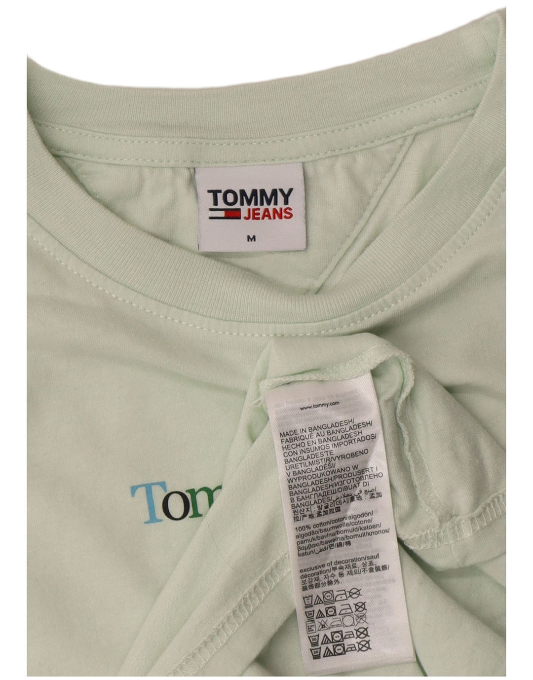 Damska koszulka z grafiką TOMMY HILFIGER Top UK 14, średnia, zielona bawełna