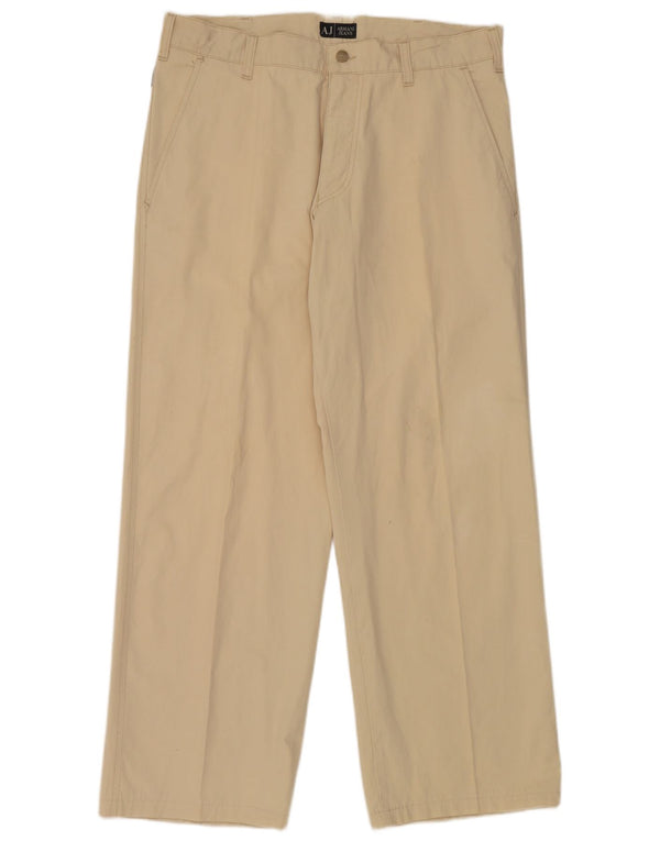 Armani Mens Straight Chino Trousers UK 40 Large W34 L29 Beige Cotton