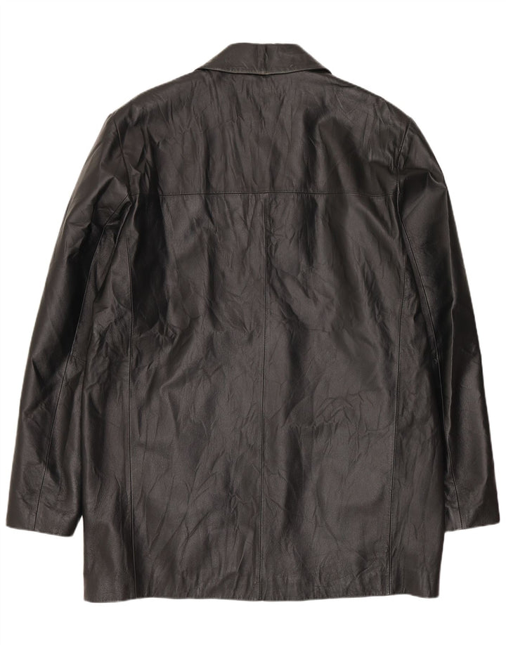 CONBIPEL Męski płaszcz skórzany IT 50, duża czarna skóra