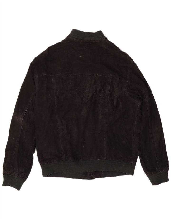 Vintage męska zamszowa kurtka bomber IT 50 duża czarna skóra